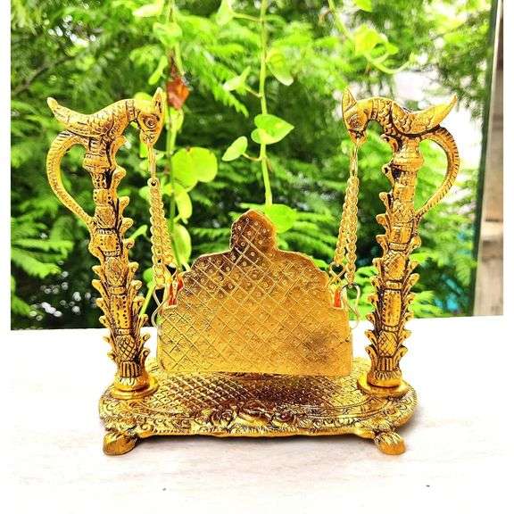 Metal Krishna Jhula Swing – Gold-Tone Aluminum Palna