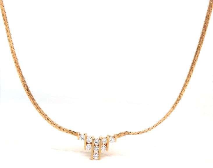 Pretty Modern 14K YG Necklace with Diamonds