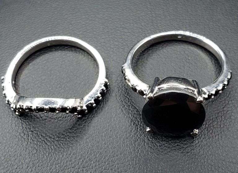 5.5 Cwt. Silk Black Moissanite and Natural Raw Uncut White Diamonds Engagement Ring