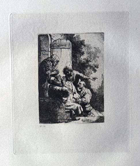 Extremely Rare and Collectible Antique Etching After Rembrandt, c. 1880