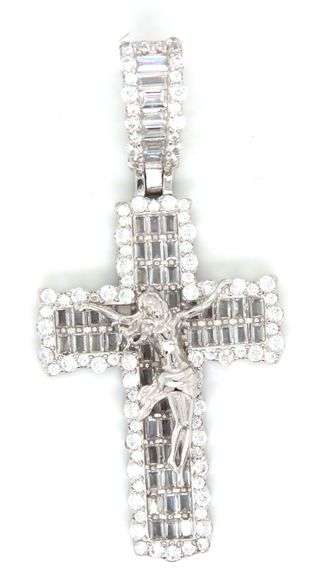 925 Sterling silver religious cross cubic zirconia pendant