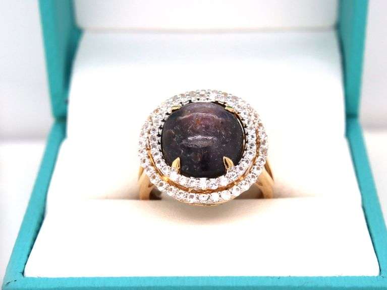 Dazzling Rare Natural Unheated 15.20CTW Cabochon-Cut Star Ruby & Round Brilliant Cut White Sapphire 