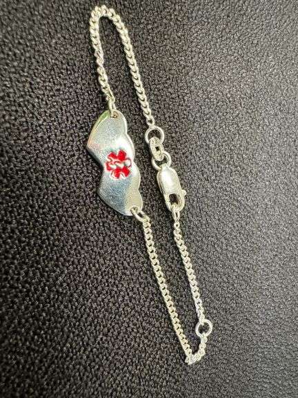 925 Sterling Silver Kids Medical Alert Bracelet 6"