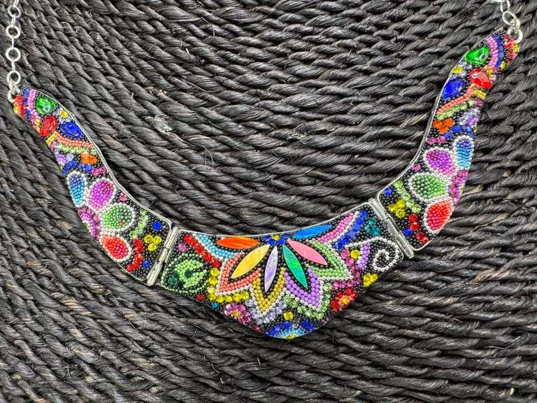 Original Handmade Mosaico Necklace & Earring Set 925 Sterling Silver Mexico Artistic Jewelry
