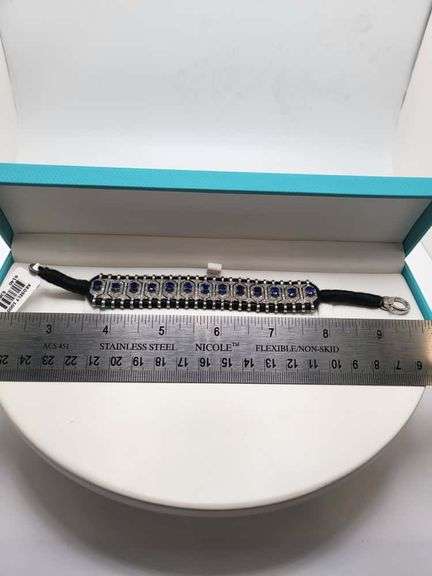 5+ ctw Diamond and Sapphire Woven Fabric Bracelet