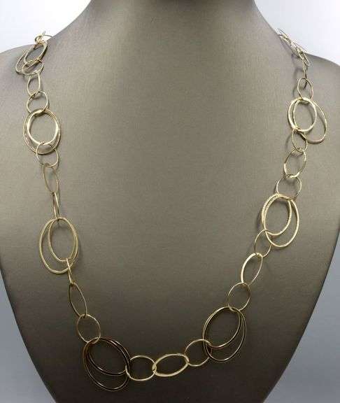 14kt Yellow gold Interlocking circle link chain necklace