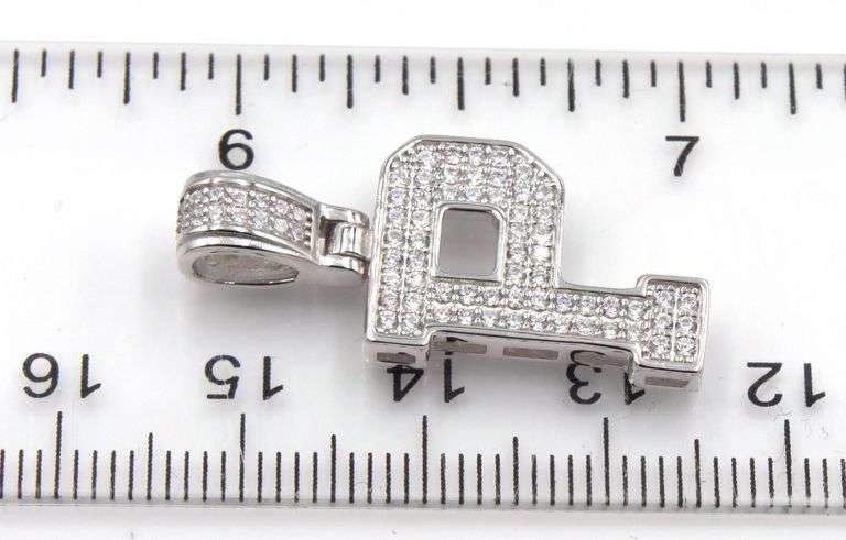 925 Sterling silver Initial P cubic zirconia pendant