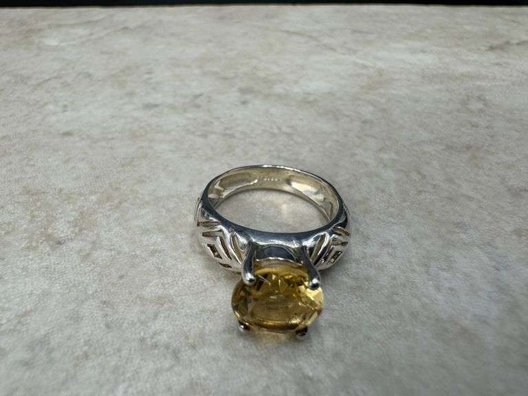 Sterling Silver Natural Gemstone Citrine Ring Size 6