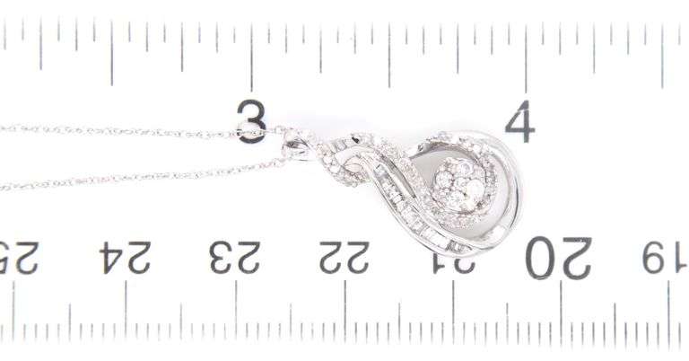 10kt White gold diamond cluster pendant on chain