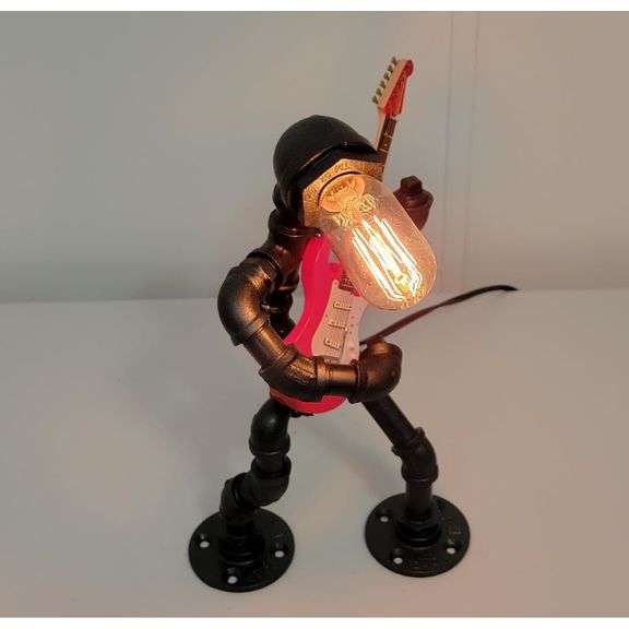 Steampunk Electric Bass Guitar Table Lamp