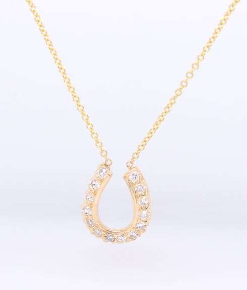 14kt Yellow Gold Diamond Horse Shoe Pendant