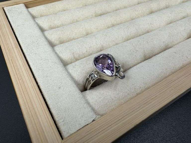 Sterling Silver Natural Gemstone Amethyst Ring Size 5