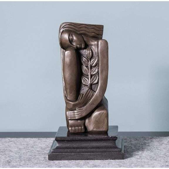 Bronze Woman Gives Life Metal on Base