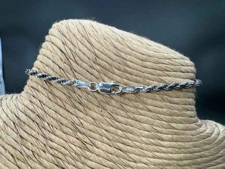 Sterling Silver Diamond-Cut Oxidized Rope Chain 2.5mm 925 Antiqued Bracelet Anklet 8"