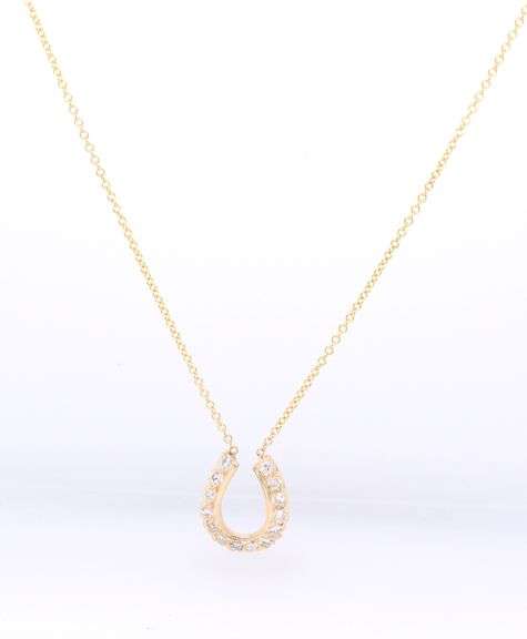 14kt Yellow Gold Diamond Horse Shoe Pendant