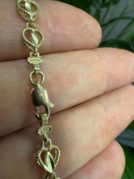 10k Yellow Gold Extremely Unique Diamond Cut Heart Chain 20 Inch