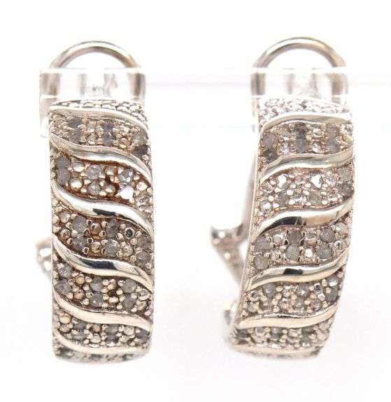 925 Sterling silver diamond huggie hoop