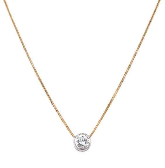 14kt Yellow gold 0.50ct bezel set diamond pendant on chain
