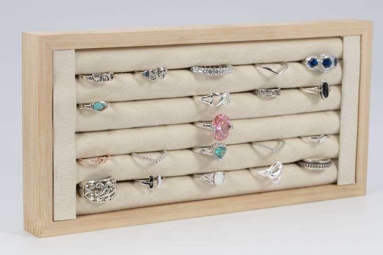 .925 Sterling Silver Curated Ring Set 20 RIng Lot Various Sizes & Styles