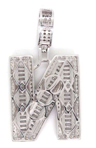 Initial N cubic zirconia pendant in 925 Sterling silver