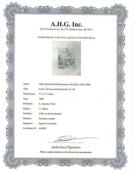 Extremely Rare and Collectible Antique Etching After Rembrandt, c. 1880