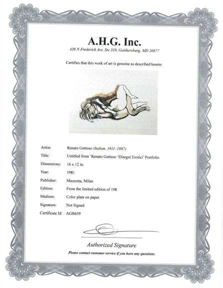 Limited Edition Renato Guttuso Artwork from 'Disegni Eritoci' Portfolio