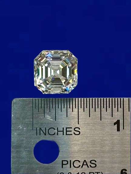 Large 5.35 Ct Sparkling Bright White Asscher Cut Simulated Diamond Solitaire