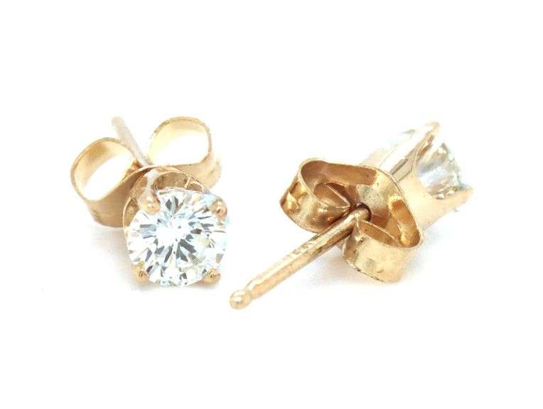 14kt Yellow gold 0.40ctw round brilliant cut diamond stud earrings