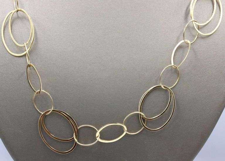 14kt Yellow gold Interlocking circle link chain necklace
