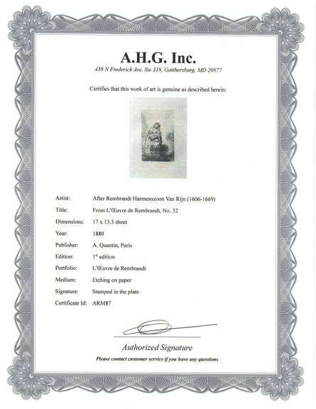 Extremely Rare and Collectible Antique Etching After Rembrandt, c. 1880