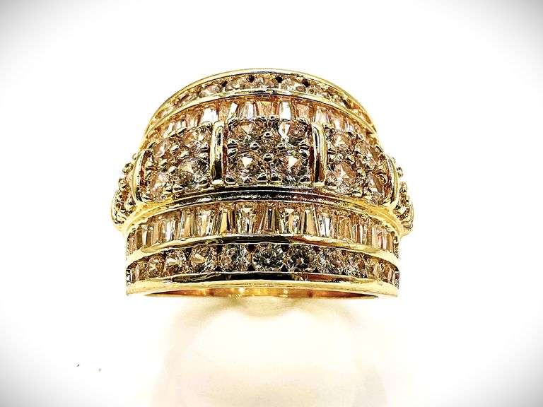 Dazzling 14 Kt Gold Plate 5.75 Cttw. Lab Simulated Diamond Ring