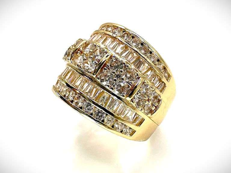 14 Kt. Gold Plate 5.75 Cwt. Lab Simulated Diamond Ring