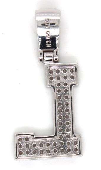 Initial L cubic zirconia pendant in 925 sterling silver