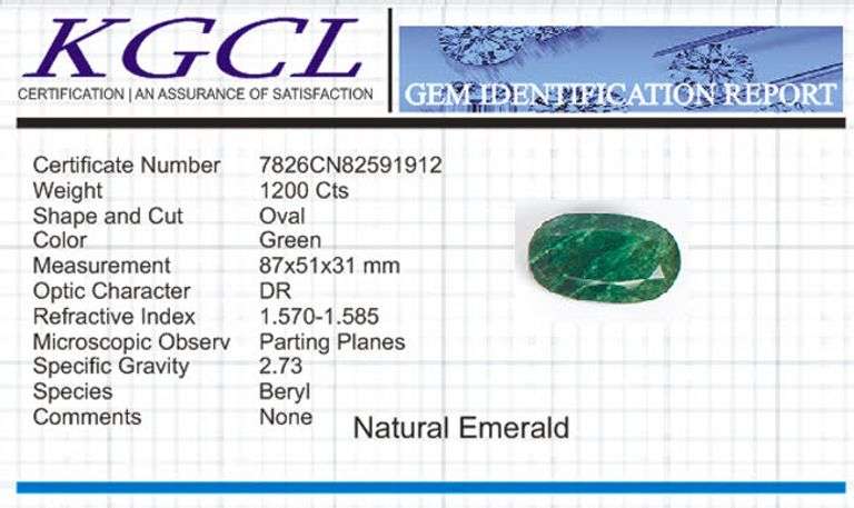 Huge Certified 1200 Ct Museum Size Natural Emerald Solitaire