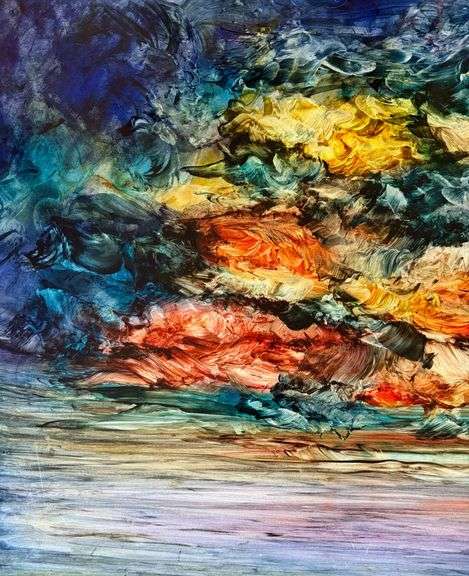 Father of Abstract Romanticism, Kamran Khavarani Original Oil on Paper Kamran Khavarani Heavenly Mov