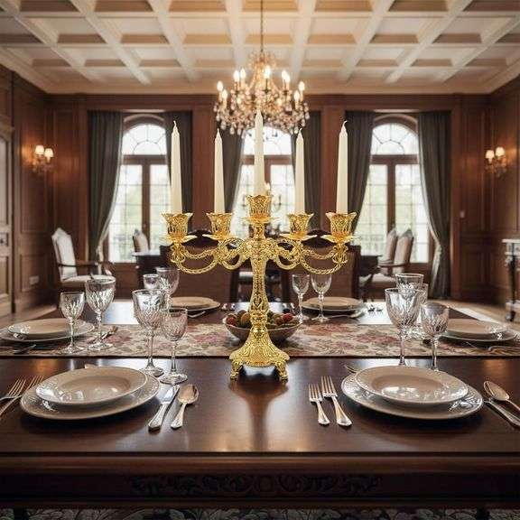 Five-Arm Copper Candelabra Gold-Tone