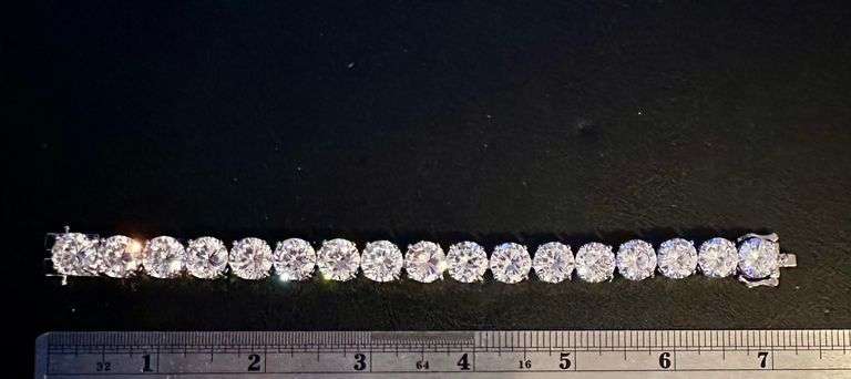 14 Kt. White Gold Plated CZ 58 Cwt. Tennis Bracelet