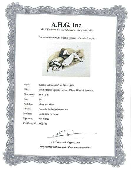 Rare Vintage Renato Guttuso Erotic Art Circa 1981