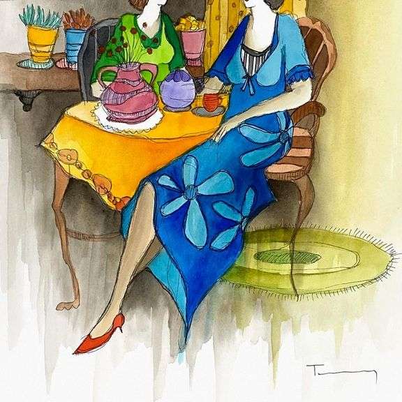 "Untitled" by Itzchak Tarkay (1935-2012)