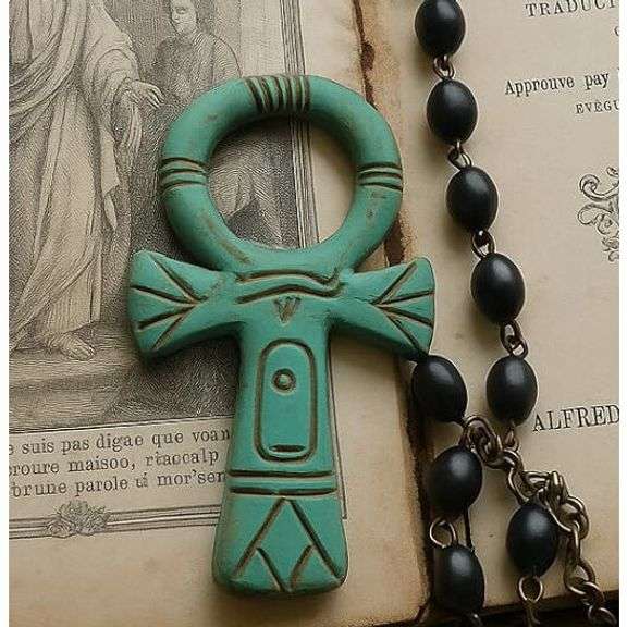 Egyptian Stone Ankh Cross with Eye of Horus