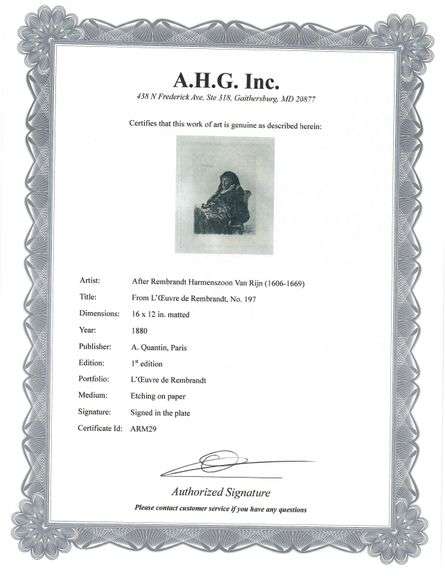 Extremely Rare and Collectible Antique Etching After Rembrandt, c. 1880