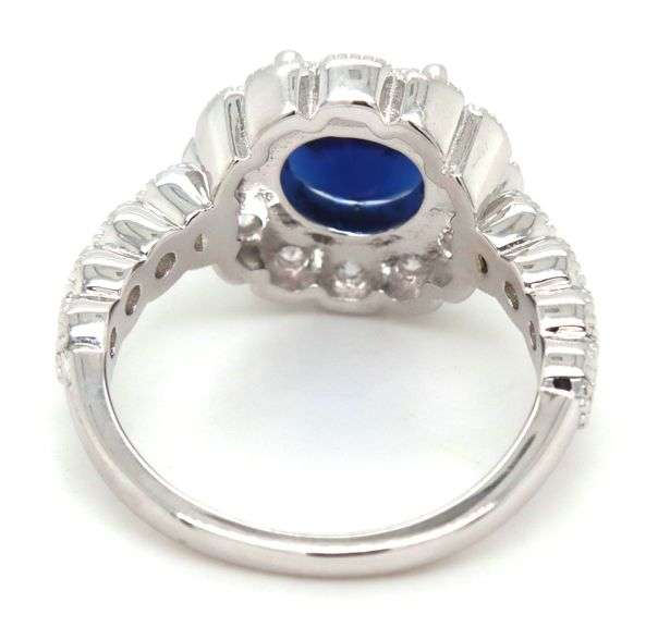 925 Sterling silver round blue and white cubic zirconia halo ring