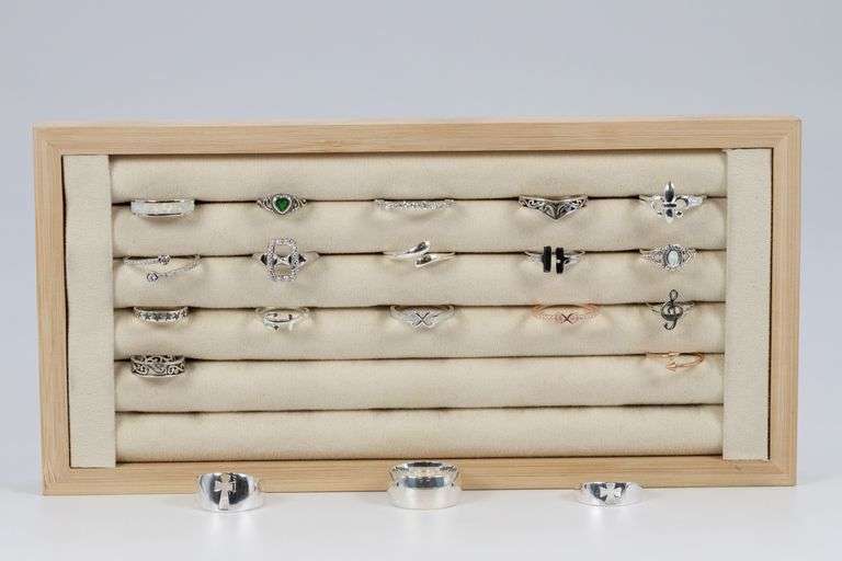 .925 Sterling Silver Curated Ring Set Lot of 20 Rings