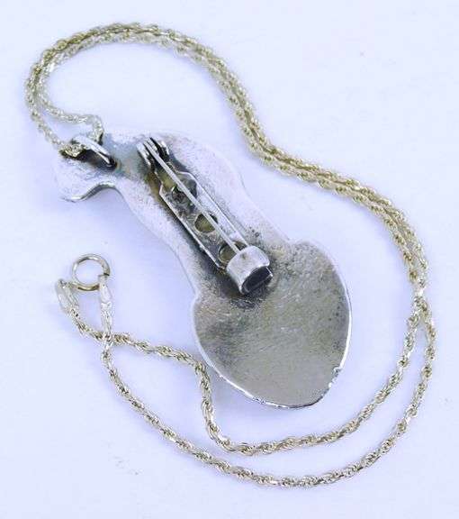 Large Sterling Leopard Pendant/Pin & Chain