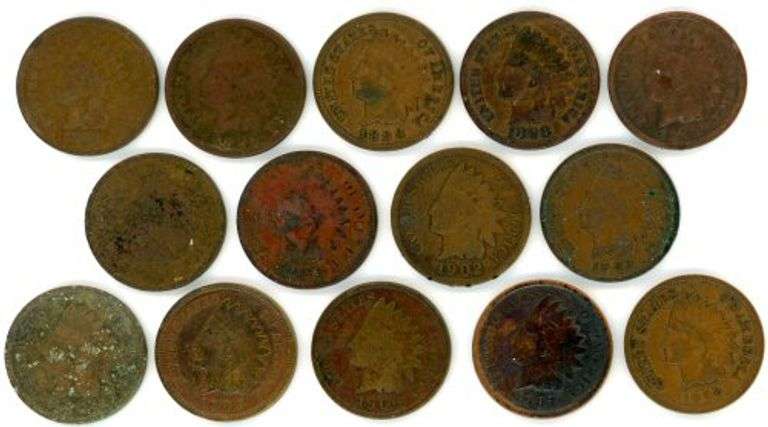 14 Different Indian Head Cents: 1879-1908