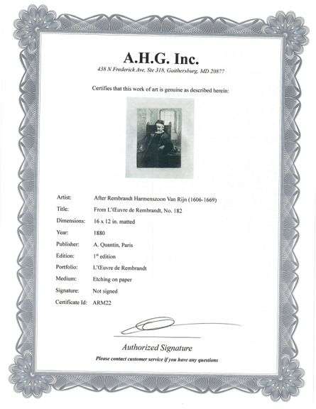 Extremely Rare and Collectible Antique Etching After Rembrandt, c. 1880