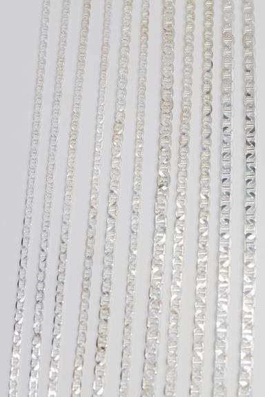 Sterling Silver - Italy Stamped - Super Flat Diamond-Cut Mariner Lot - 11 Chains - 6.5mm to 10.2mm W