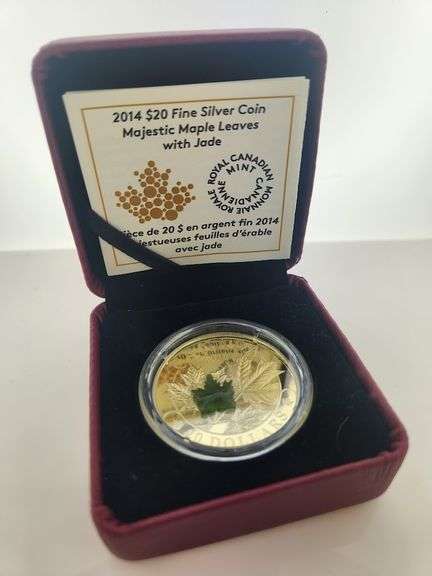 2014 Canada $20 Silver Majestic Maple Leaf With Jade