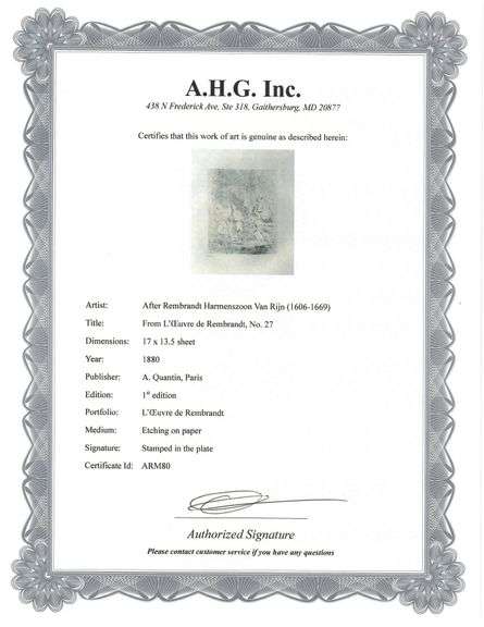 Extremely Rare and Collectible Antique Etching After Rembrandt, c. 1880