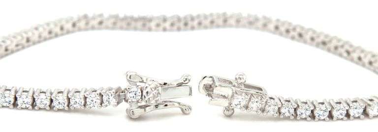925 Sterling silver round brilliant cut cubic zirconia tennis bracelet